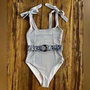 NWT Beach Riot Taupe Belted One Piece Swimsuit